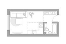 Планировка квартиры студии, 28,9 м2