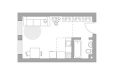 Планировка квартиры студии, 28,9 м2