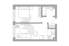 Планировка 2-комнатной квартиры, 38,3 м2