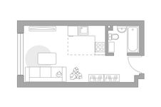 Планировка квартиры студии, 25,6 м2