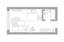 Планировка квартиры студии, 25,9 м2