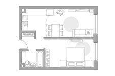 Планировка 2-комнатной квартиры, 45,8 м2