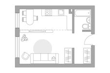 Планировка квартиры студии, 35,3 м2