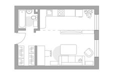 Планировка квартиры студии, 30,8 м2