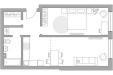 Планировка 2-комнатной квартиры, 55,4 м2