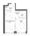 Планировка 2-комнатной квартиры, 48,75 м2