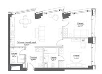 Планировка 3-комнатной квартиры, 74,22 м2