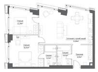 Планировка 3-комнатной квартиры, 76,21 м2