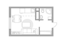 Планировка квартиры студии, 23,06 м2