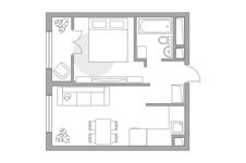 Планировка 1-комнатной квартиры, 35,48 м2