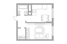Планировка 1-комнатной квартиры, 34,53 м2
