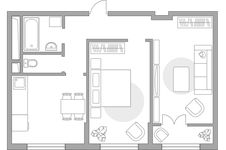 Планировка 2-комнатной квартиры, 52,35 м2