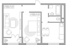 Планировка 2-комнатной квартиры, 52,49 м2