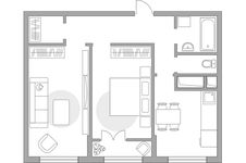 Планировка 2-комнатной квартиры, 54,32 м2
