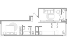 Планировка 2-комнатной квартиры, 54,34 м2