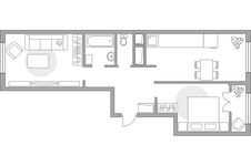 Планировка 2-комнатной квартиры, 54,4 м2