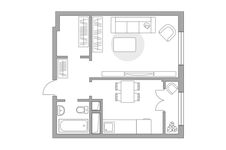 Планировка 1-комнатной квартиры, 39,44 м2