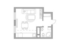 Планировка квартиры студии, 25,66 м2