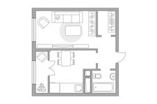 Планировка 1-комнатной квартиры, 35,36 м2