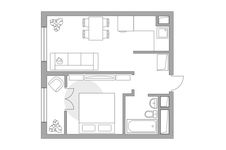 Планировка 1-комнатной квартиры, 35,43 м2