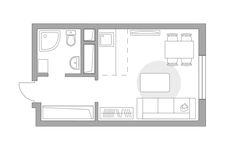 Планировка квартиры студии, 23,42 м2