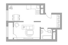 Планировка 1-комнатной квартиры, 42,32 м2