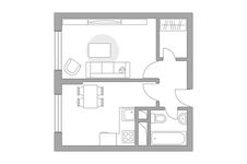 Планировка 1-комнатной квартиры, 34,85 м2