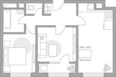 Планировка 2-комнатной квартиры, 52,47 м2