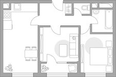 Планировка 2-комнатной квартиры, 52,41 м2