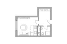 Планировка квартиры студии, 22,95 м2
