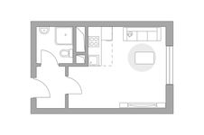 Планировка квартиры студии, 23,25 м2