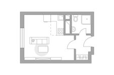 Планировка квартиры студии, 23,47 м2