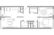 Планировка 3-комнатной квартиры, 76,63 м2
