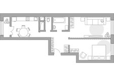 Планировка 2-комнатной квартиры, 58,25 м2