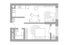 Планировка 1-комнатной квартиры, 45,49 м2
