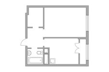 Планировка 1-комнатной квартиры, 39,44 м2