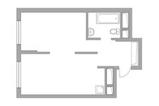 Планировка 1-комнатной квартиры, 37,47 м2