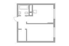 Планировка 1-комнатной квартиры, 34,53 м2