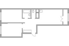 Планировка 2-комнатной квартиры, 56,47 м2