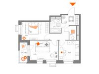 Планировка 3-комнатной квартиры, 61,06 м2