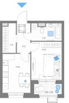 Планировка 1-комнатной квартиры, 37,23 м2
