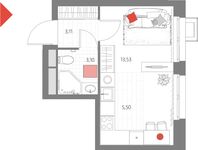 Планировка 1-комнатной квартиры, 25,24 м2