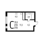 Планировка квартиры студии, 27,55 м2