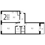 Планировка 2-комнатной квартиры, 67,3 м2