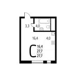 Планировка квартиры студии, 27,72 м2