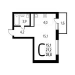 Планировка квартиры студии, 28,75 м2