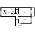 Планировка 2-комнатной квартиры, 60,84 м2