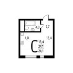 Планировка квартиры студии, 24,08 м2
