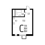 Планировка квартиры студии, 28,4 м2