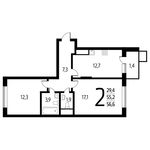 Планировка 2-комнатной квартиры, 56,6 м2